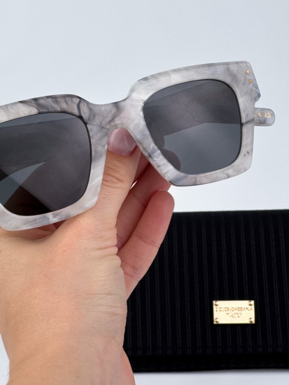 DOLCE & GABBANA DG4413 342887 GREY MARBLE SQUARE SUNGLASSES